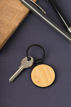 Trinket - Round Bamboo+Metal Keychain