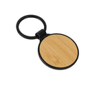 Trinket - Round Bamboo+Metal Keychain