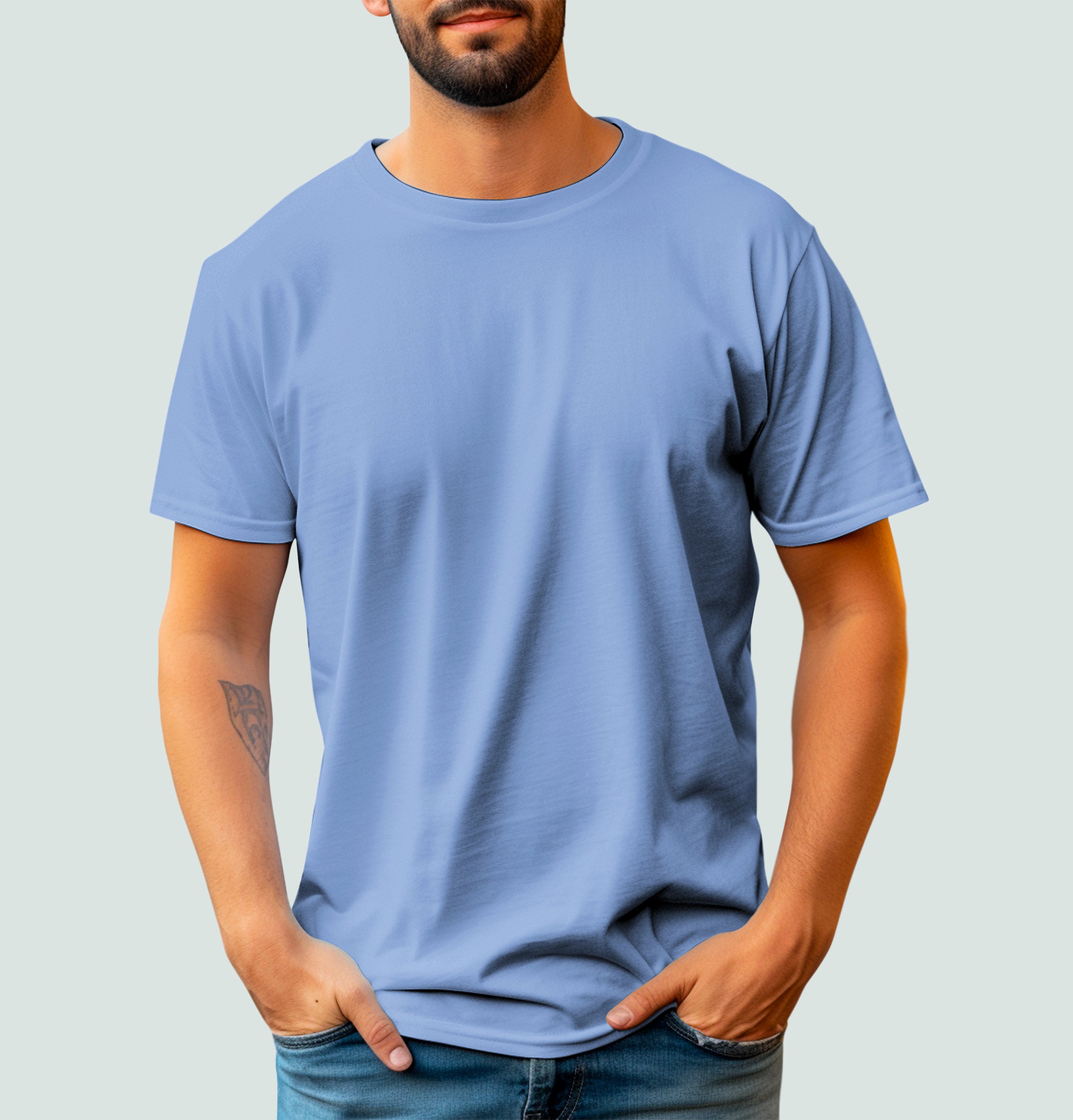 Basic Mesh Round Neck T-Shirt