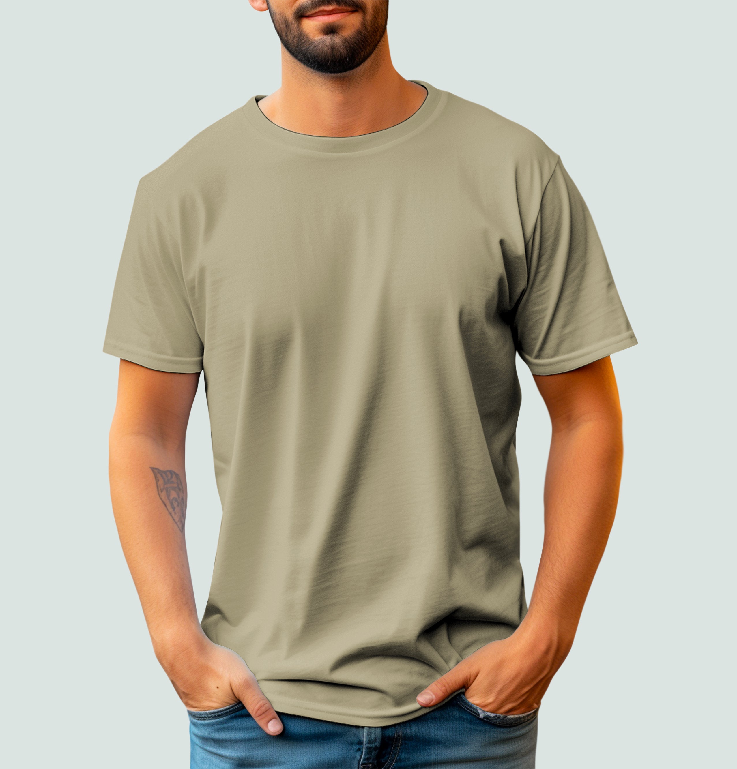 Basic Mesh Round Neck T-Shirt