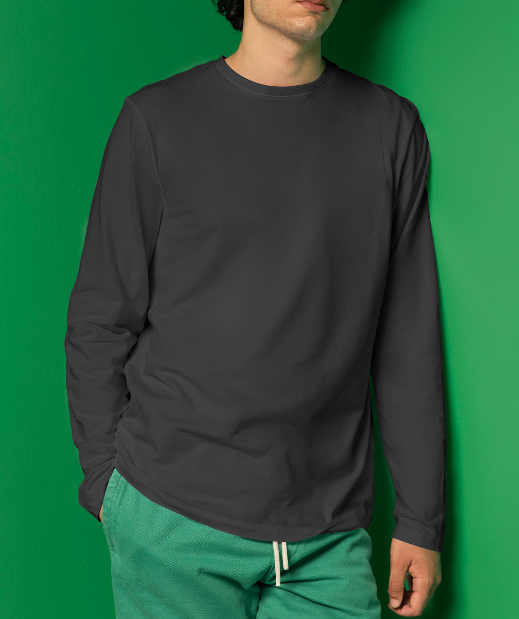 Basic Round Neck T-Shirt Full Sleeve – 100% Cotton