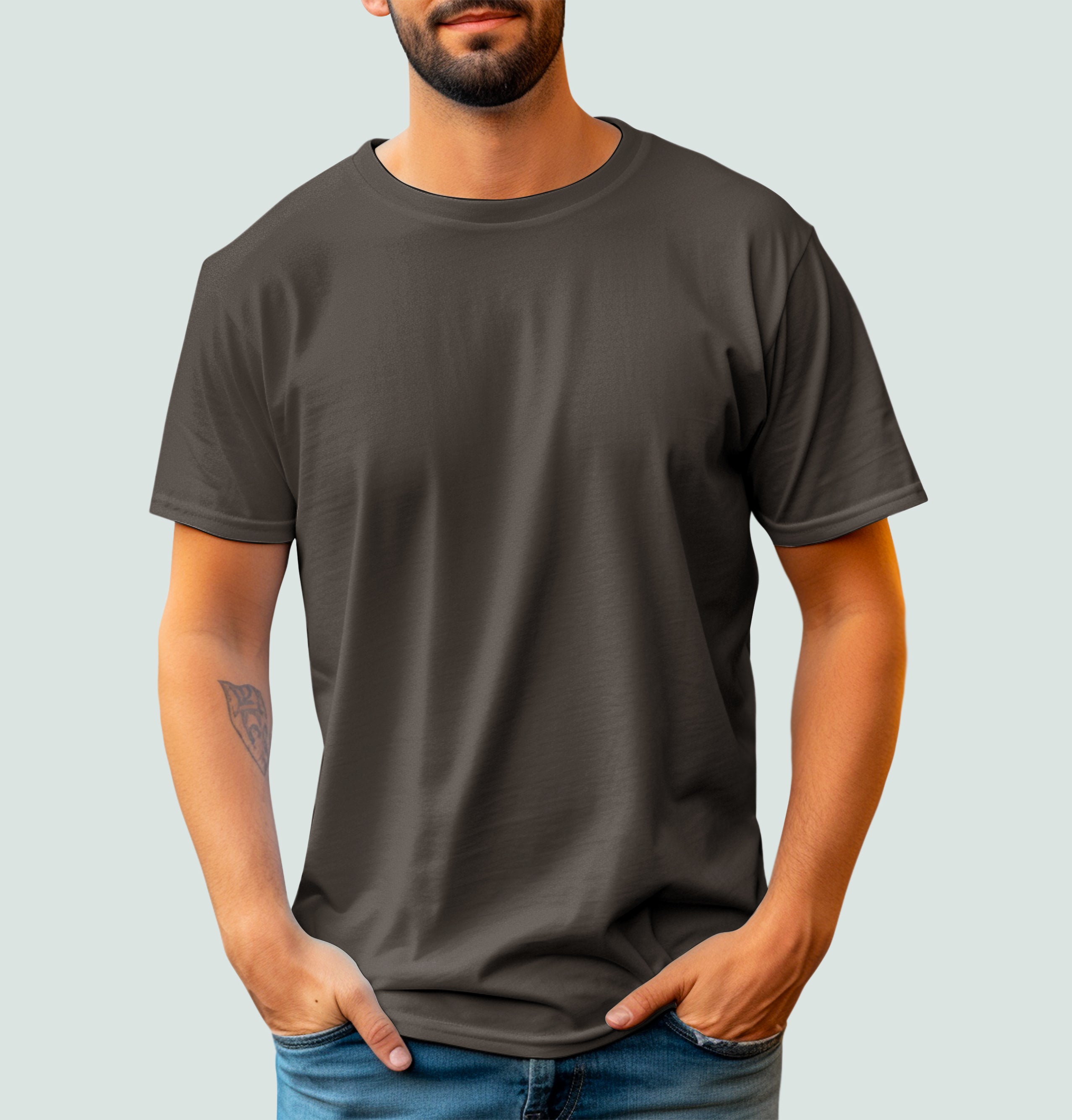 Basic Mesh Round Neck T-Shirt