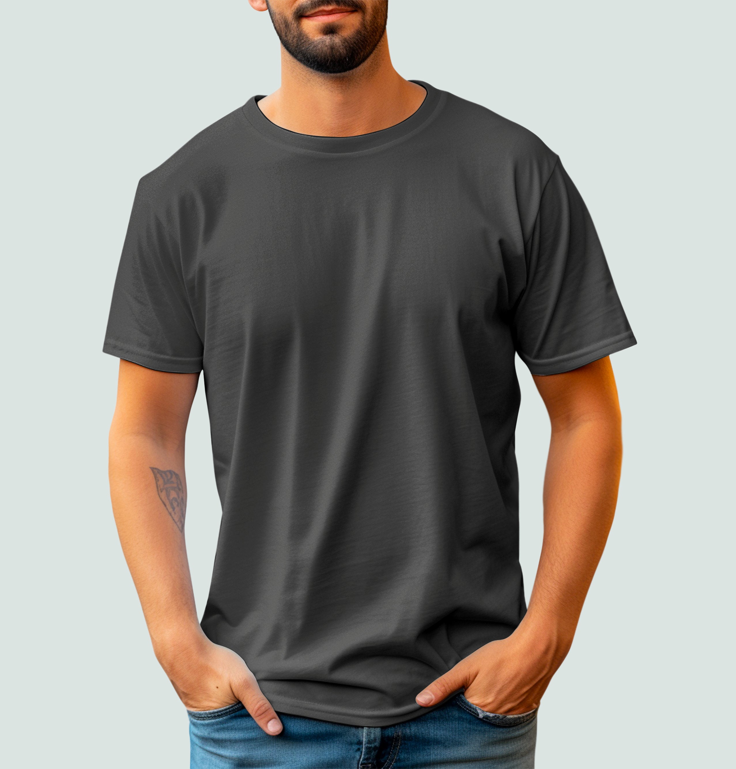 Basic Mesh Round Neck T-Shirt