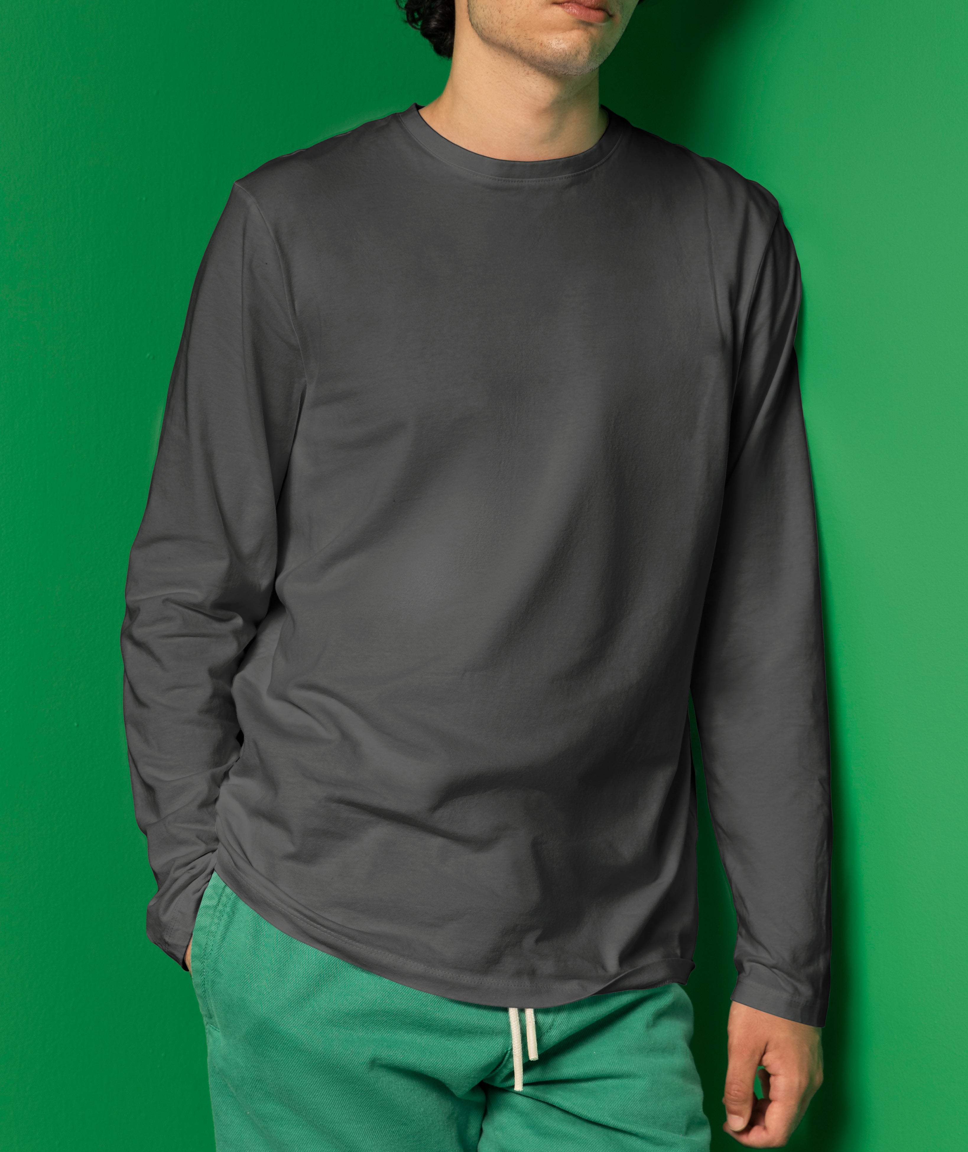 Basic Round Neck T-Shirt Full Sleeve – 100% Cotton