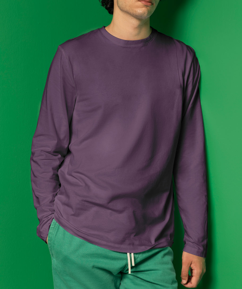 Basic Round Neck T-Shirt Full Sleeve – 100% Cotton