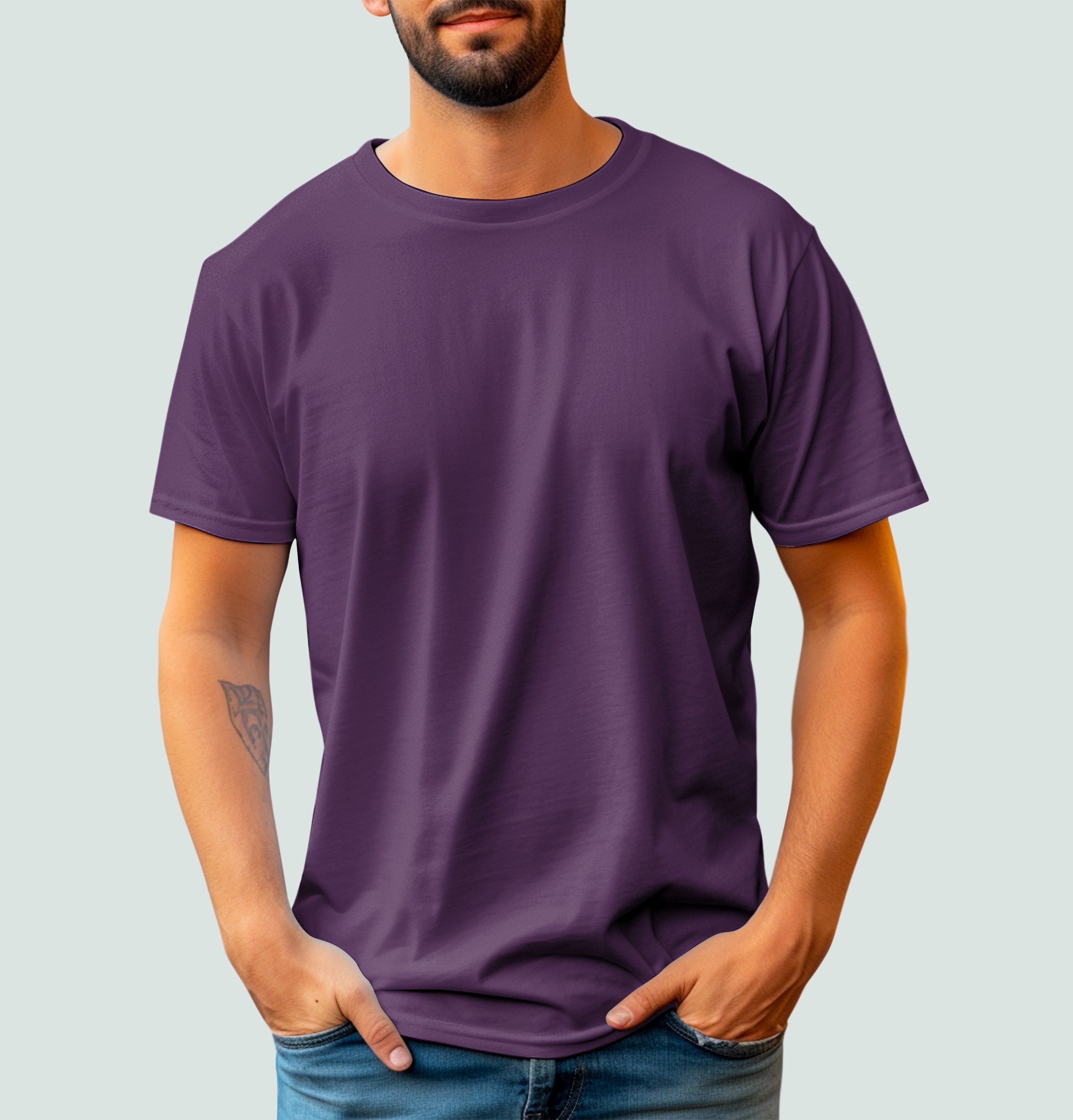 Basic Mesh Round Neck T-Shirt