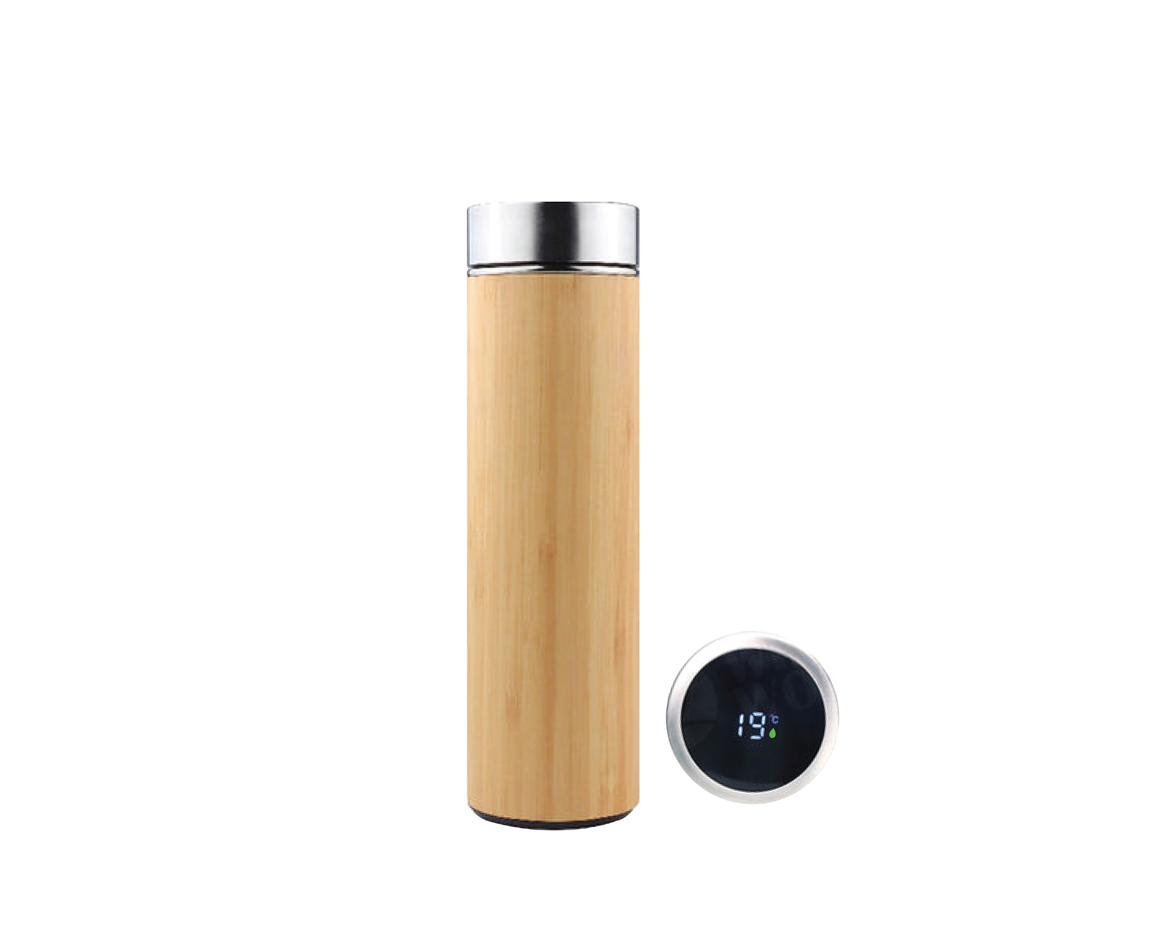 Bamboo Thermometer Flask - 500ml