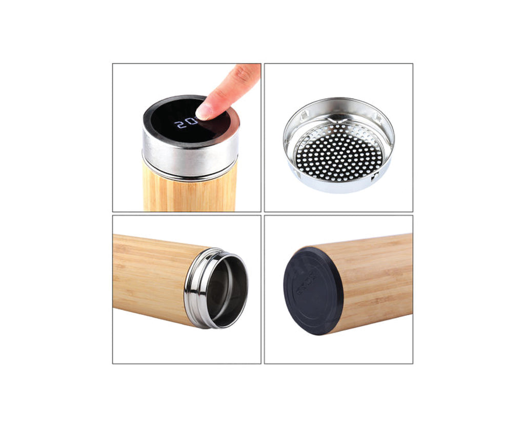 Bamboo Thermometer Flask - 500ml