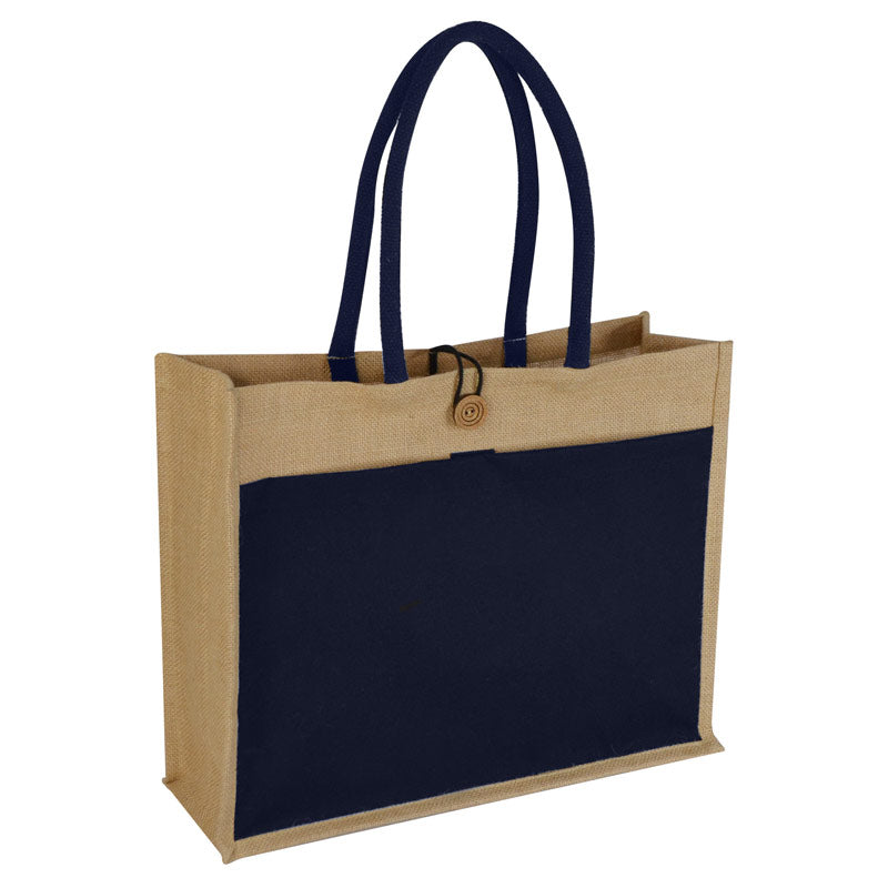 MONCLOVA - Jute Bag with Canvas Pocket - Natural