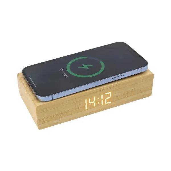 Bamboo Clock with 5W Wireless Charging Function