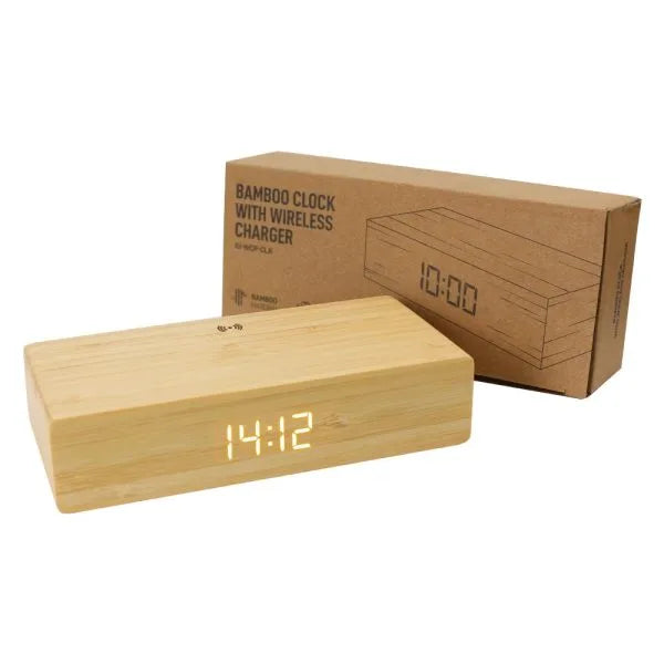 Bamboo Clock with 5W Wireless Charging Function