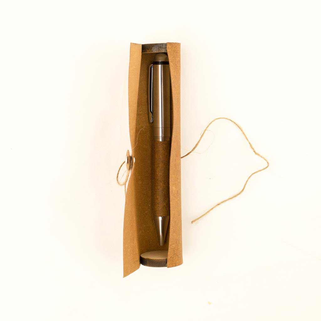 KORU - eco-neutral Metal Pen with Recycled Leather Barrel