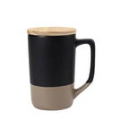 Two-toned Ceramic Mugs with Clay Bottom, Bamboo Lid