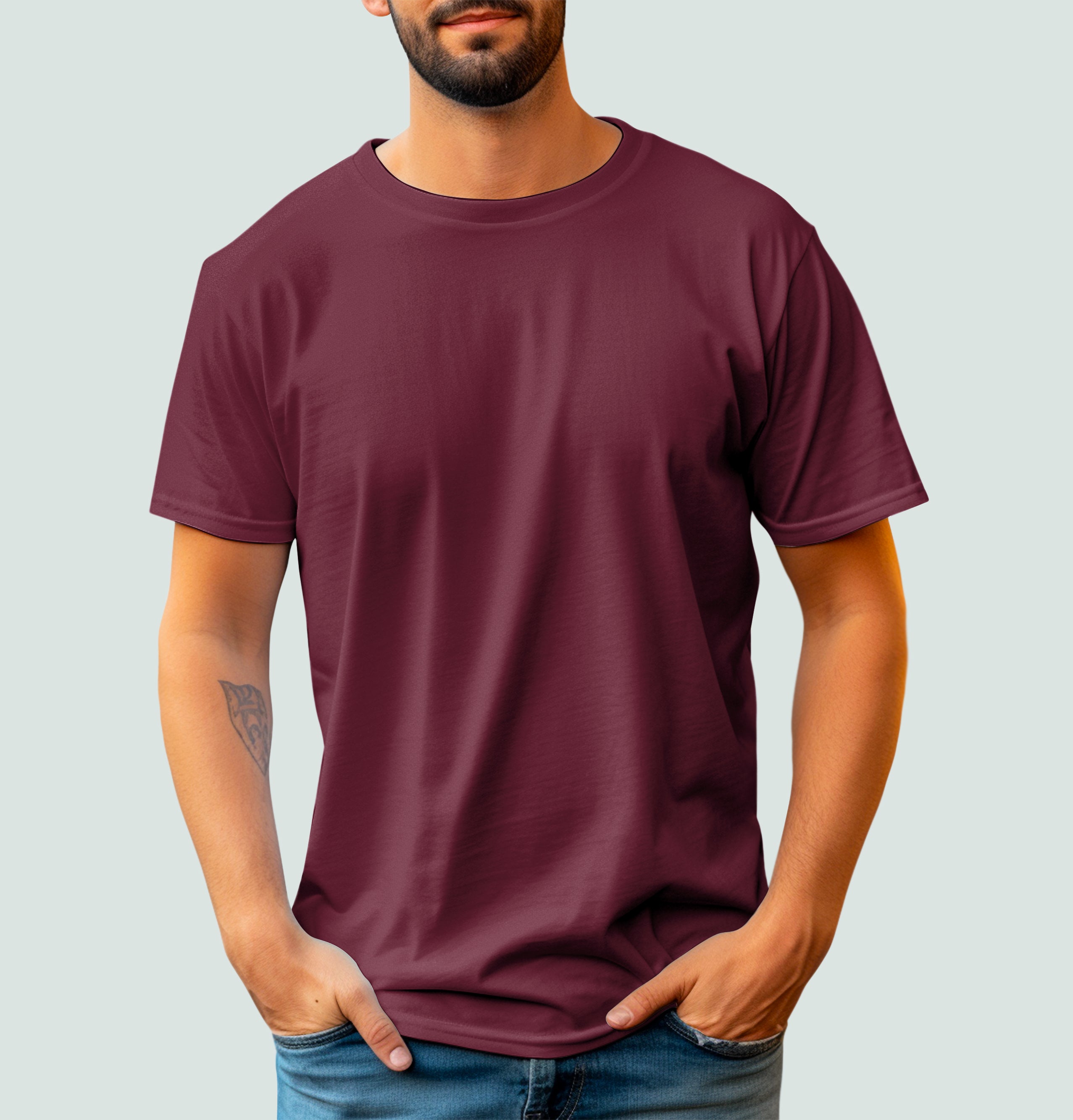 Basic Mesh Round Neck T-Shirt