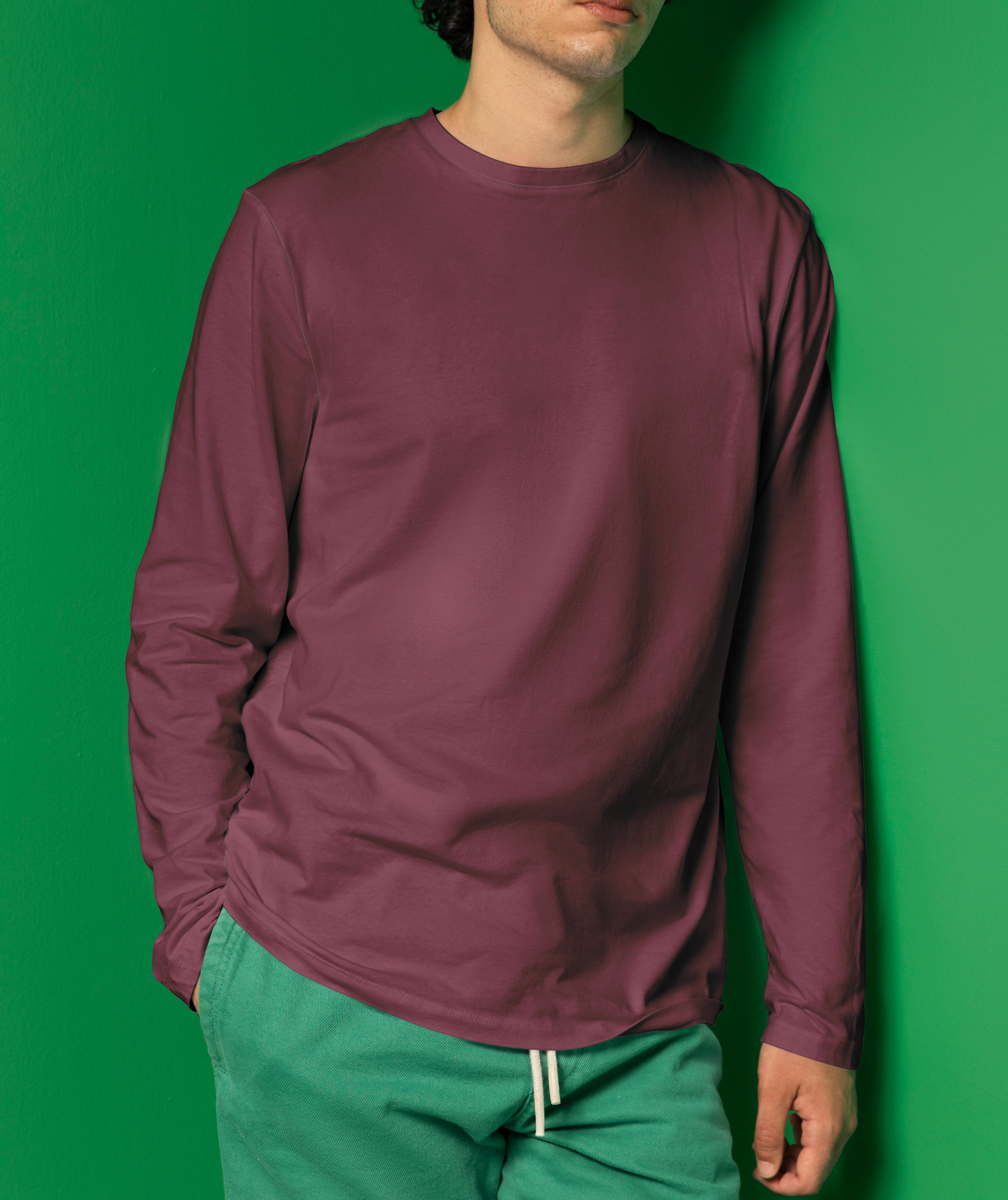 Basic Round Neck T-Shirt Full Sleeve – 100% Cotton