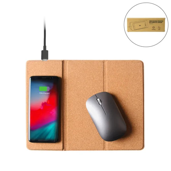 Cork Foldable Mousepads with 15W Wireless Charging Type C