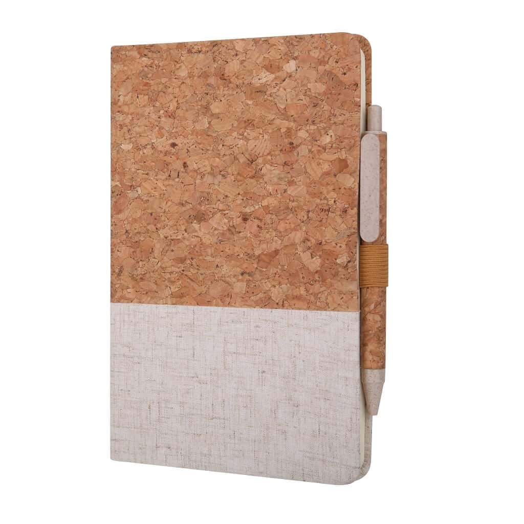 BORSA - eco-neutral A5 Cork Fabric Hard Cover Notebook and Pen Set