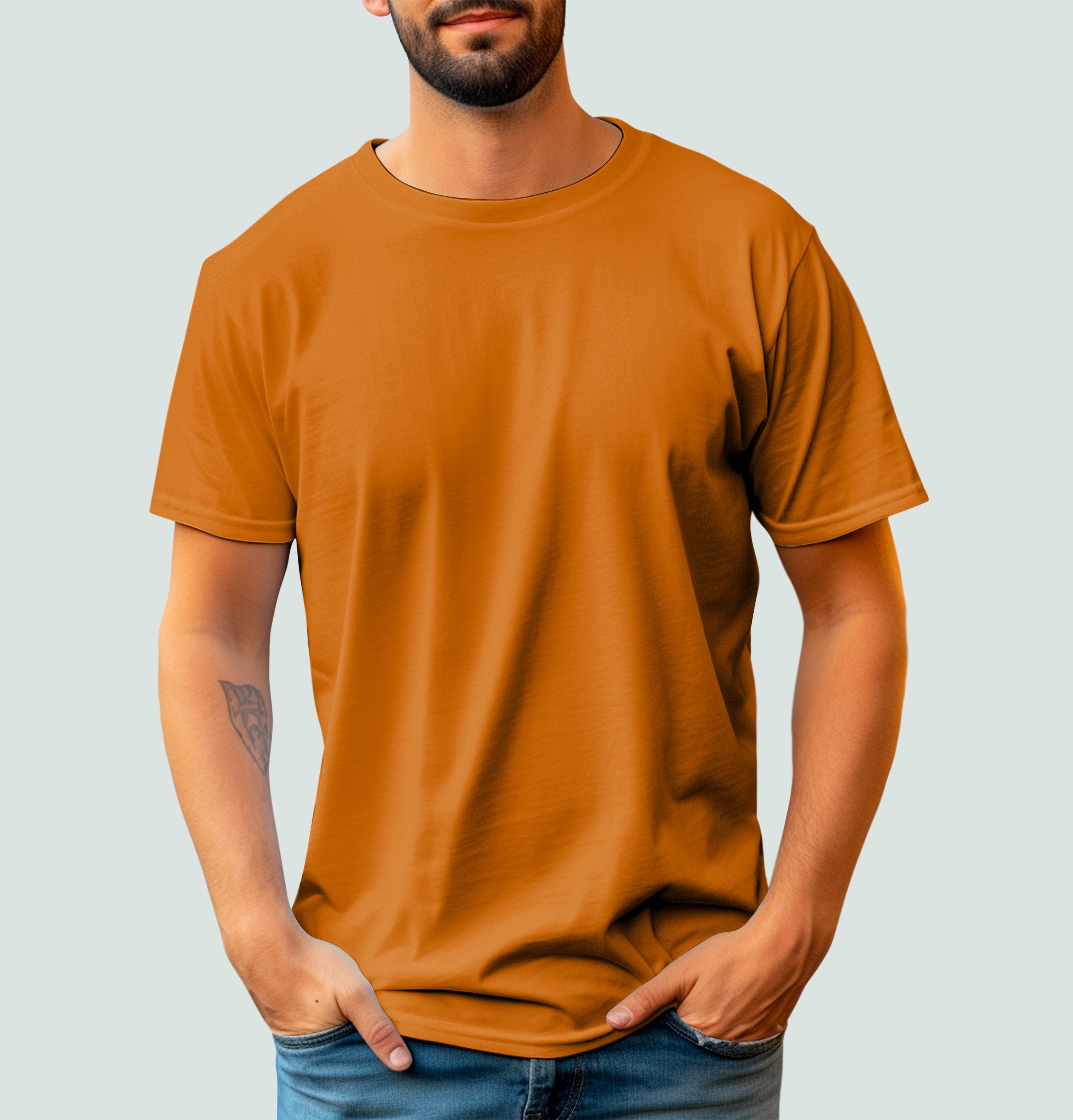 Basic Mesh Round Neck T-Shirt