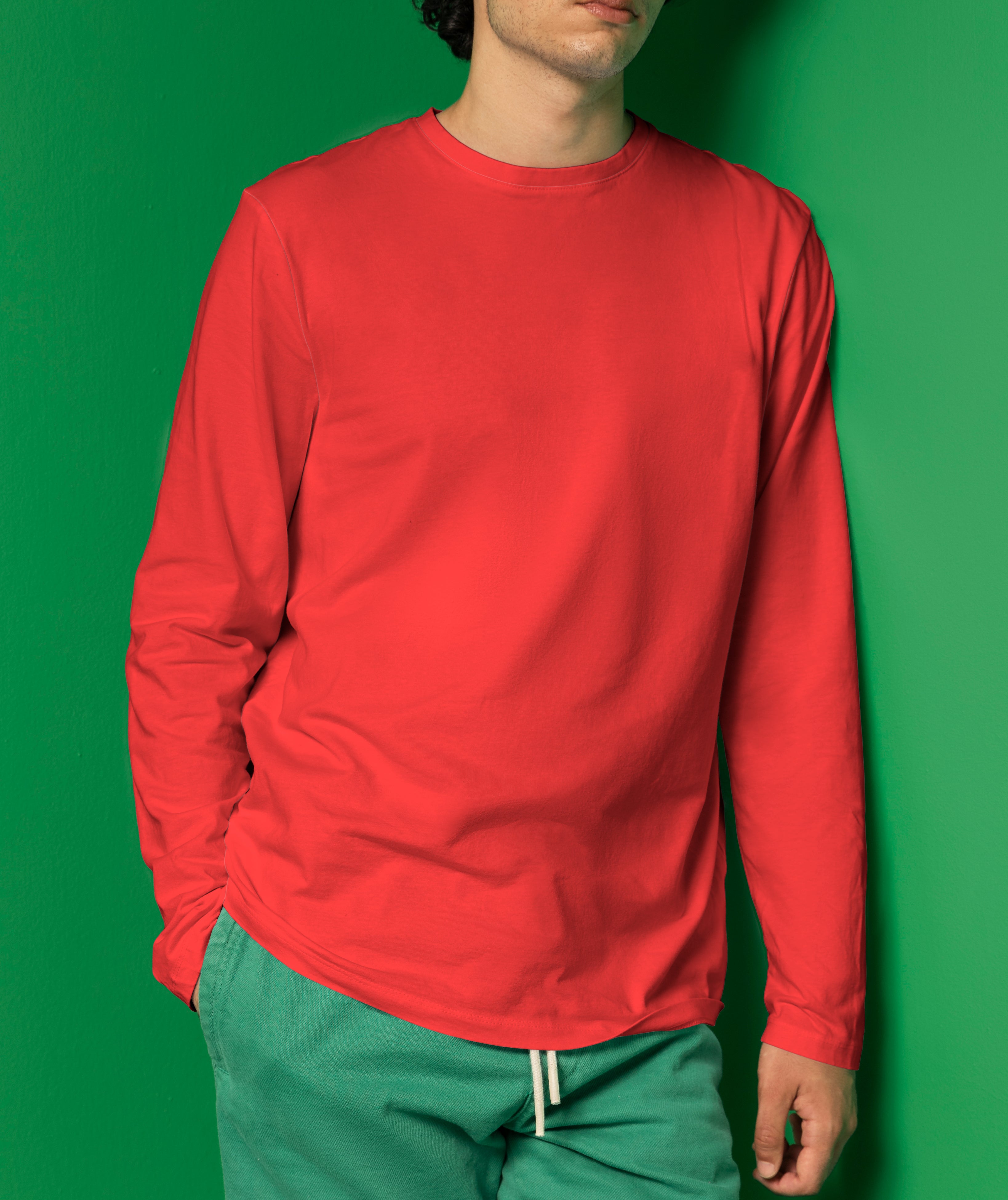 Basic Round Neck T-Shirt Full Sleeve – 100% Cotton