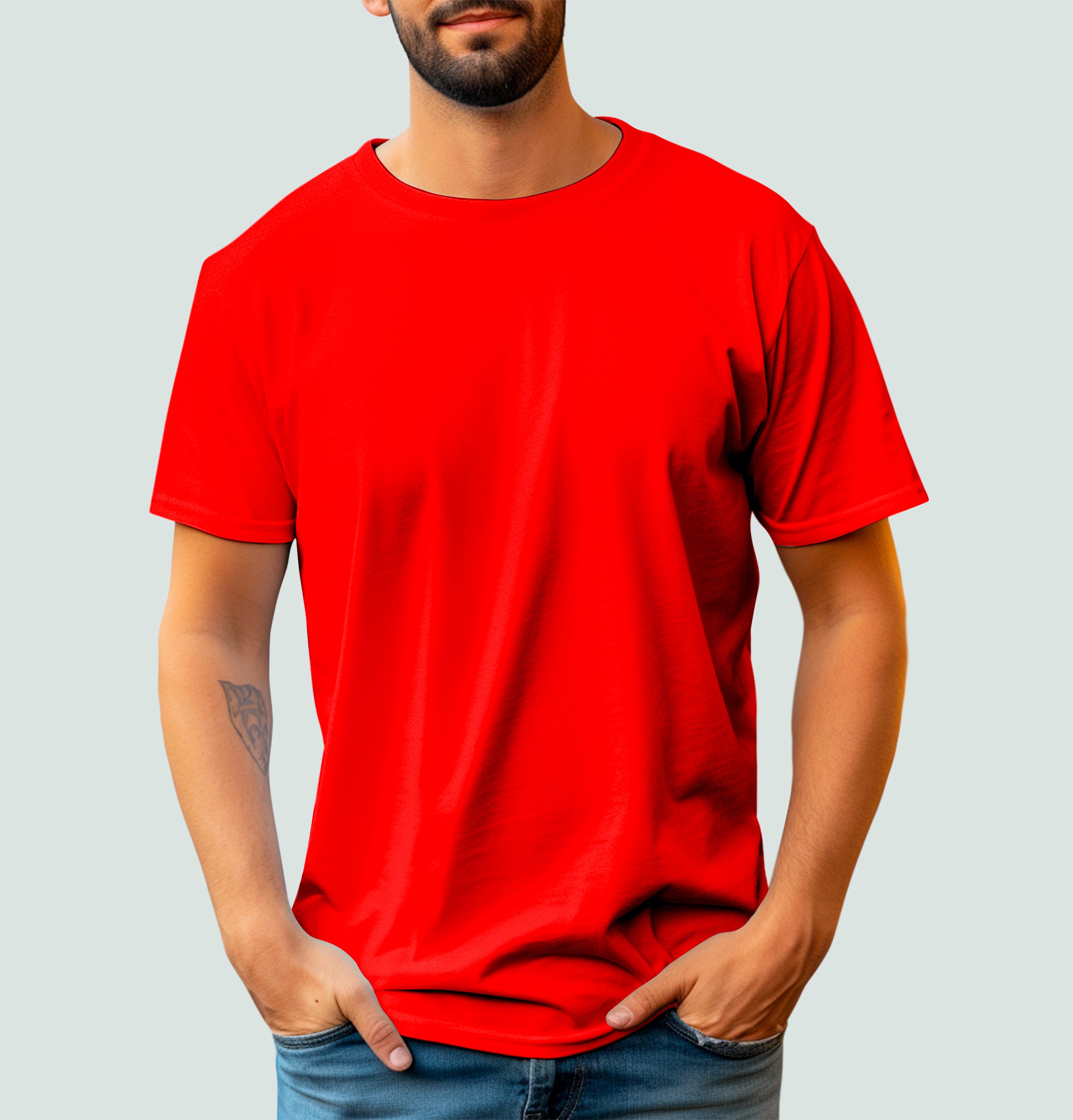 Basic Mesh Round Neck T-Shirt