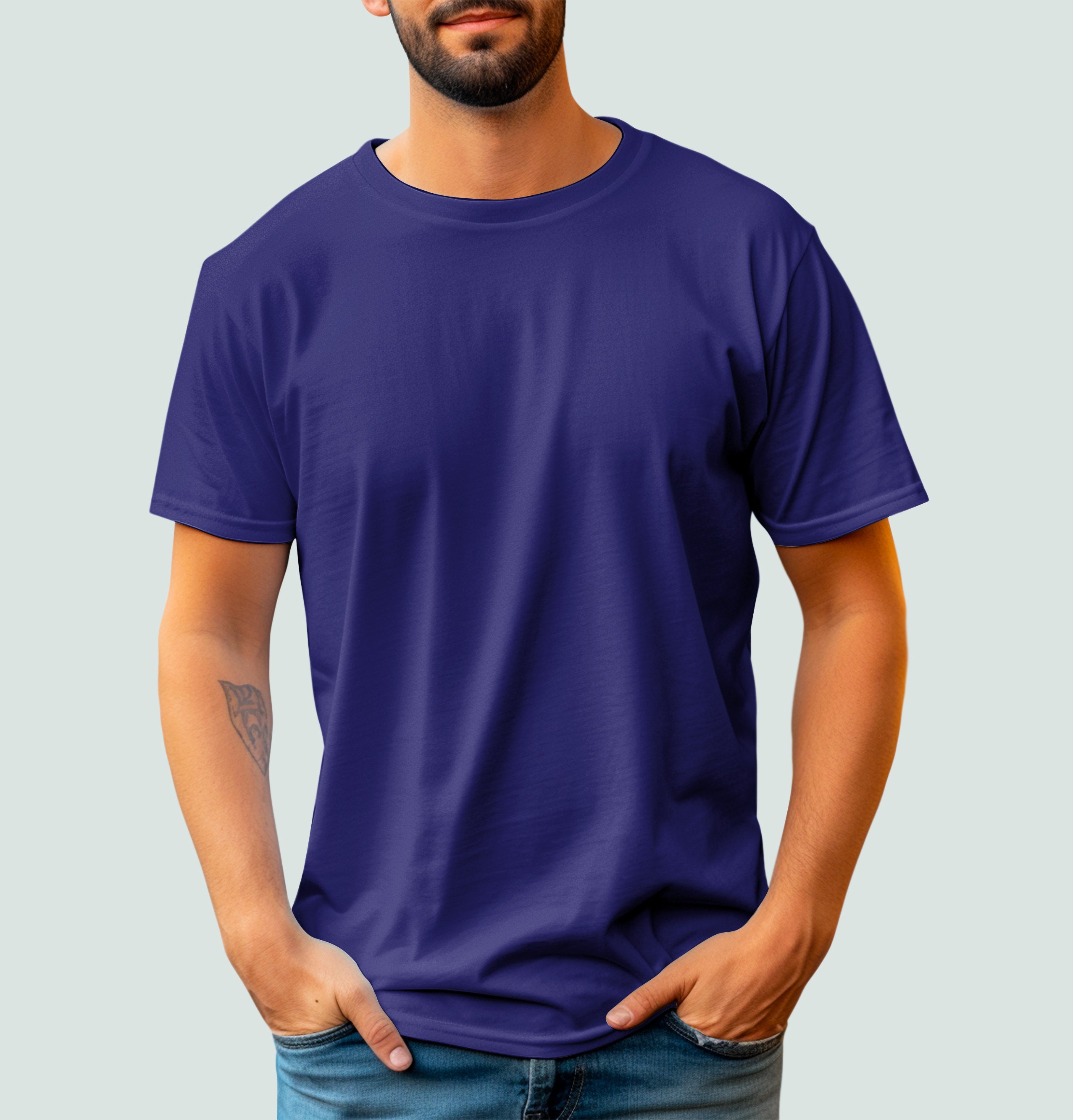 Basic Mesh Round Neck T-Shirt