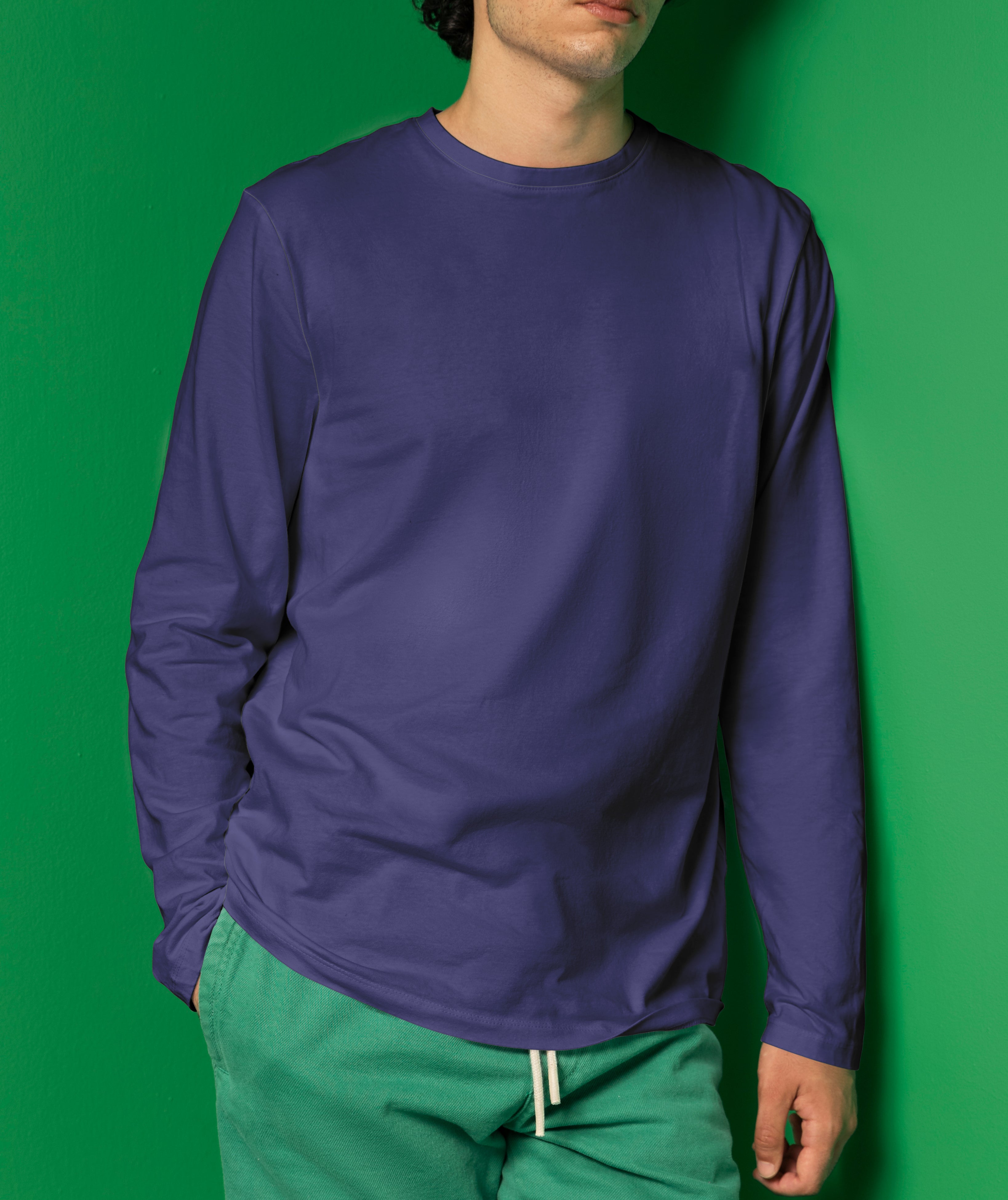Basic Round Neck T-Shirt Full Sleeve – 100% Cotton