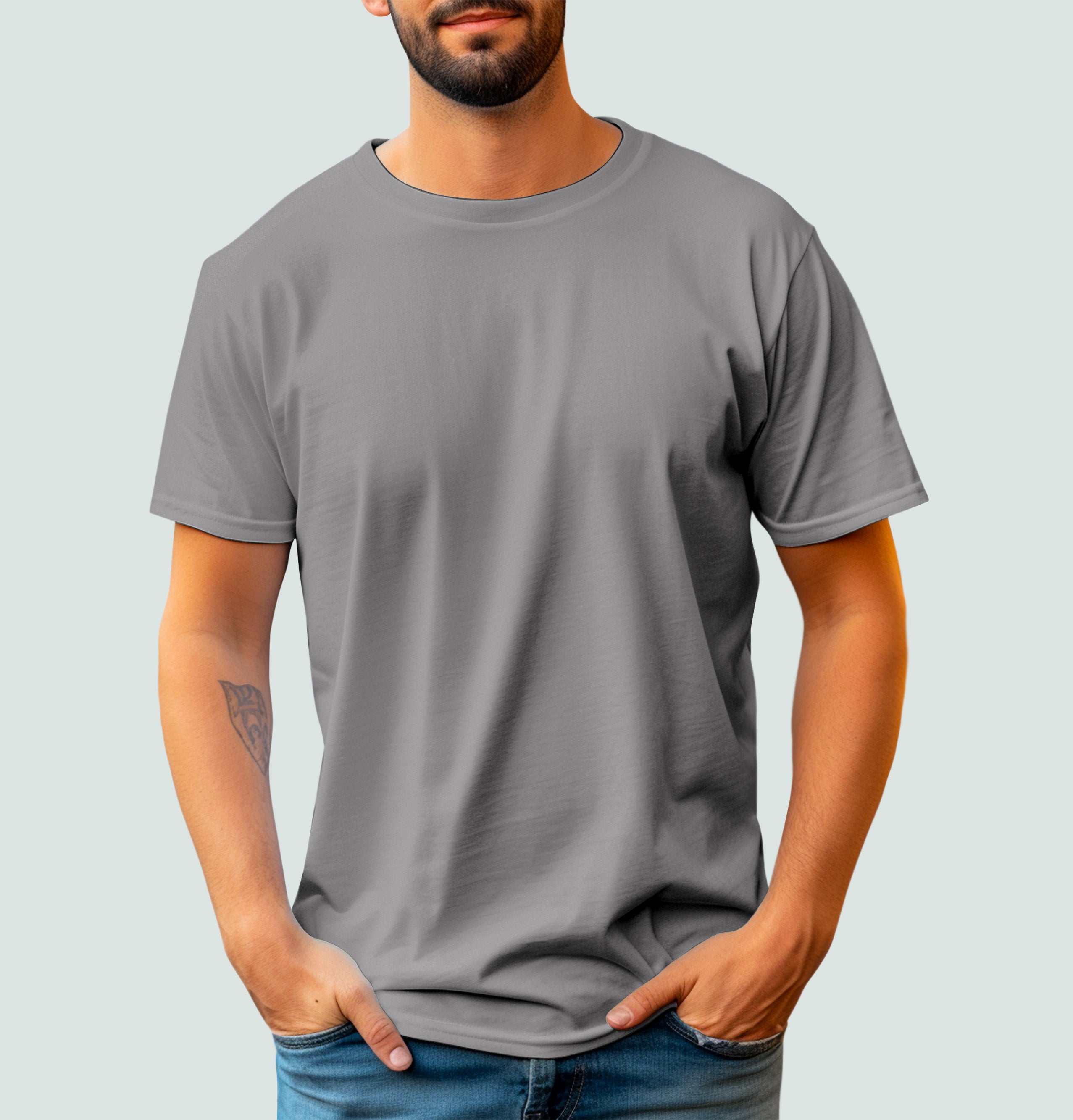 Basic Mesh Round Neck T-Shirt