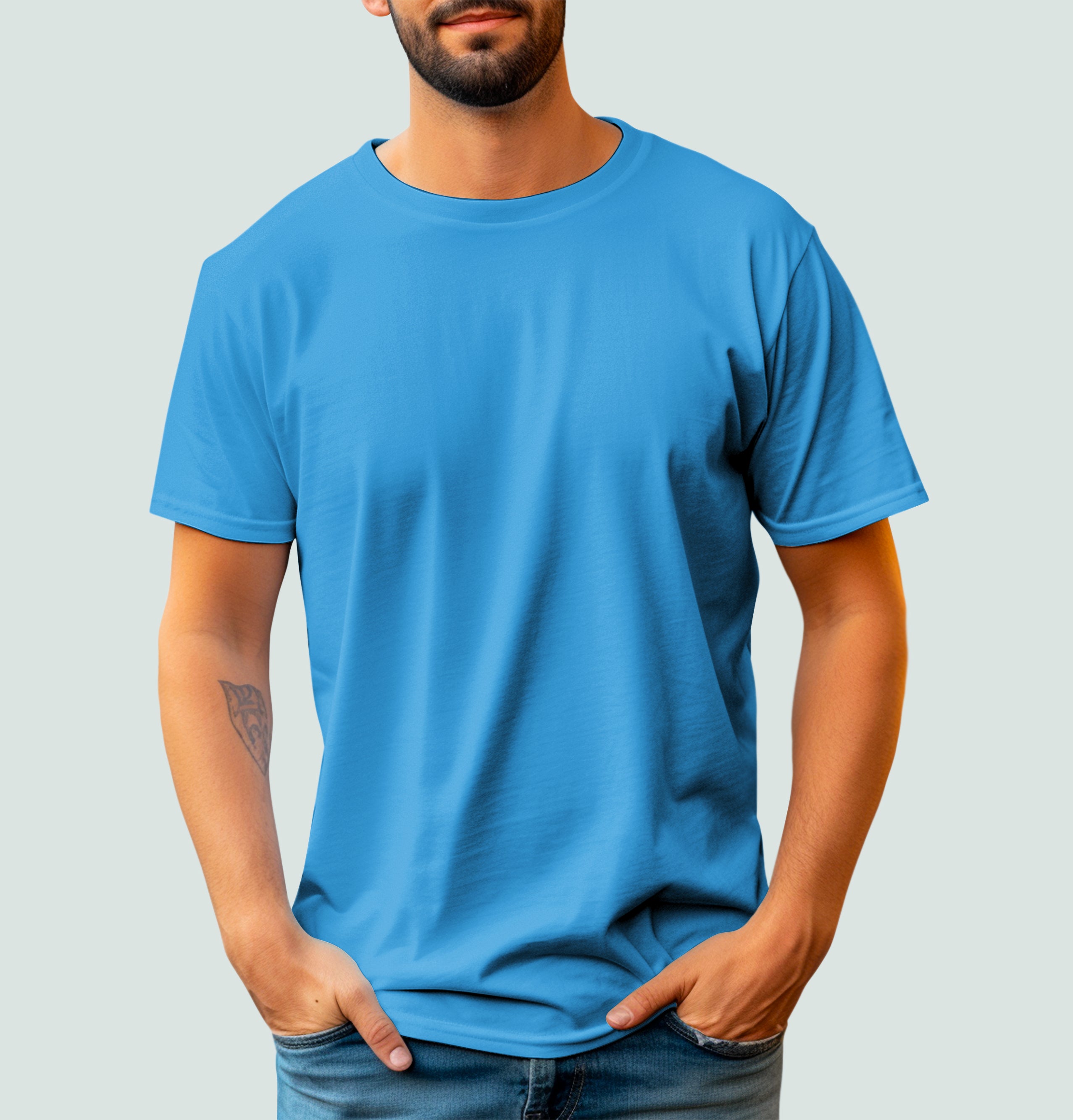 Basic Mesh Round Neck T-Shirt